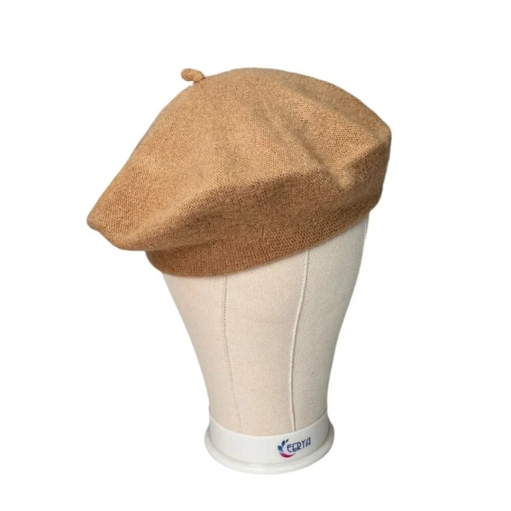 NEW Wool Beret Hat Tan Wool Blend Classic Old Money Preppy Solid